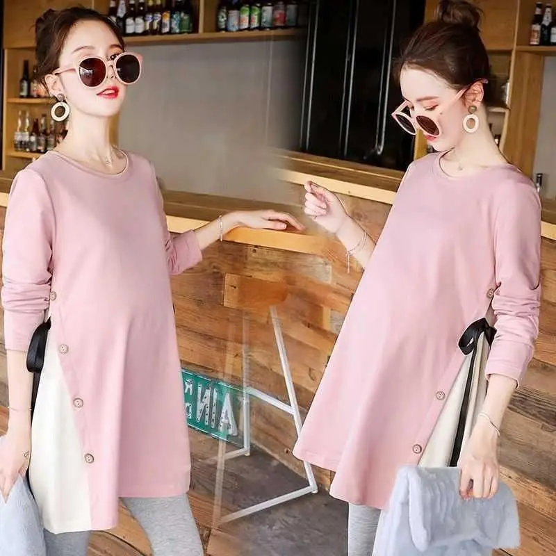 Maternity T-Shirt Set Light Blue Long Sleeve - Image 4