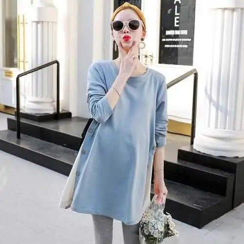 Maternity T-Shirt Set Light Blue Long Sleeve - Image 5