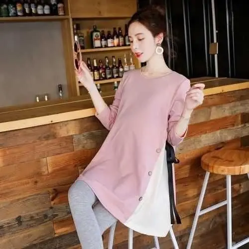 Maternity T-Shirt Set Light Blue Long Sleeve - Image 2