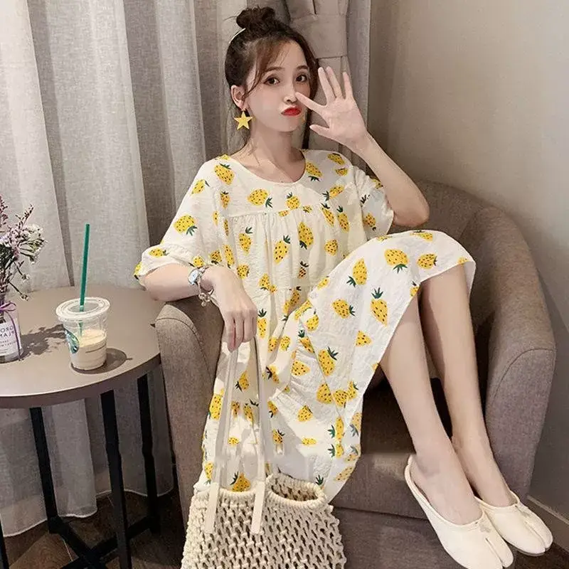 Maternity Floral Dress Summer Korean Short Sleeve Loose Fit — feature 10