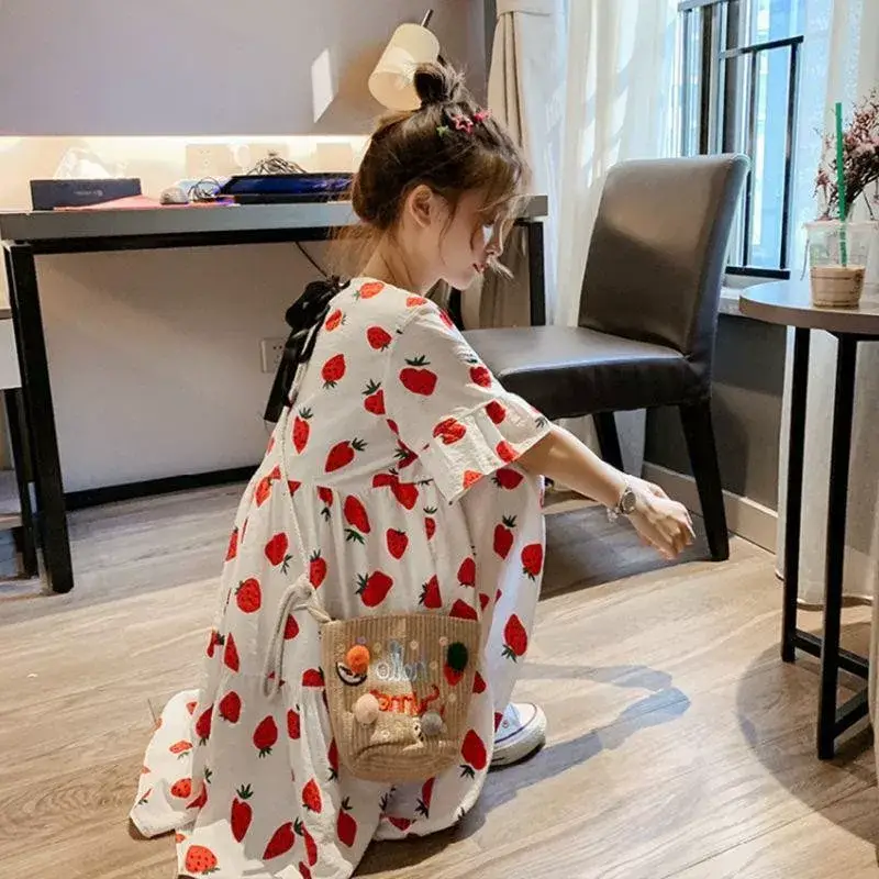 Maternity Floral Dress Summer Korean Short Sleeve Loose Fit — feature 3