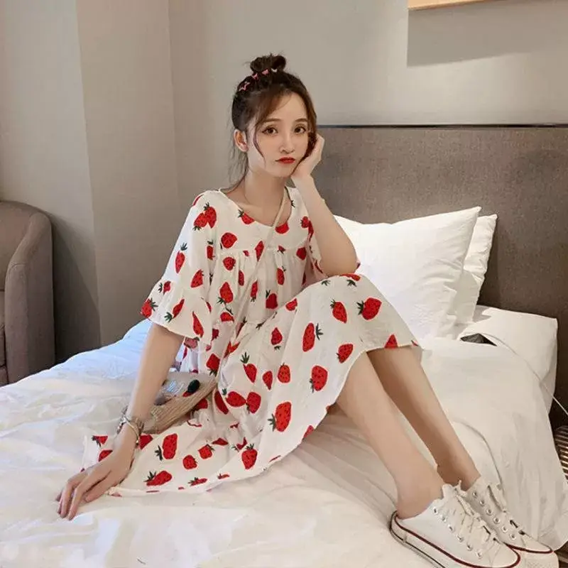 Maternity Floral Dress Summer Korean Short Sleeve Loose Fit — feature 4