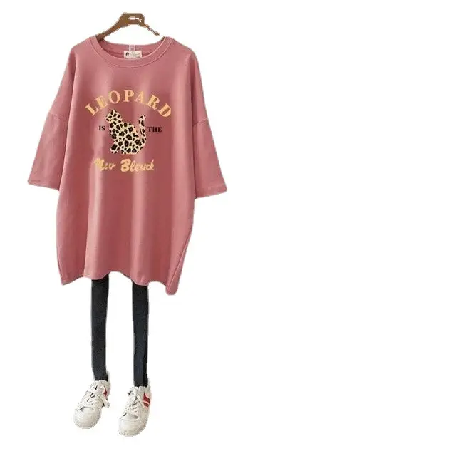Pregnant Women T-Shirt White Cotton Mid Length Loose Fit - Image 29