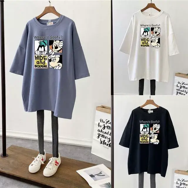 Pregnant Women T-Shirt White Cotton Mid Length Loose Fit — feature 4