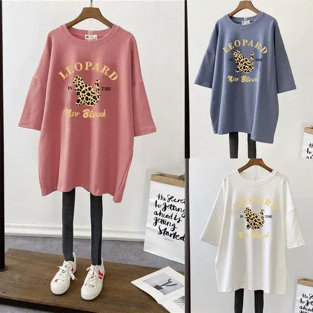 Pregnant Women T-Shirt White Cotton Mid Length Loose Fit — feature 5