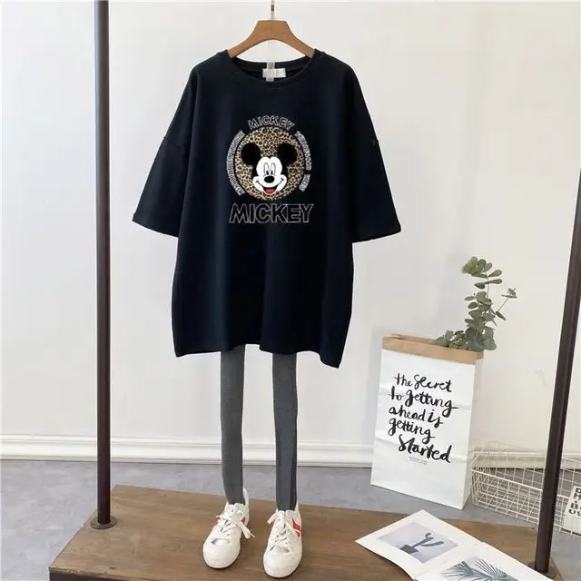 Pregnant Women T-Shirt White Cotton Mid Length Loose Fit - Image 17