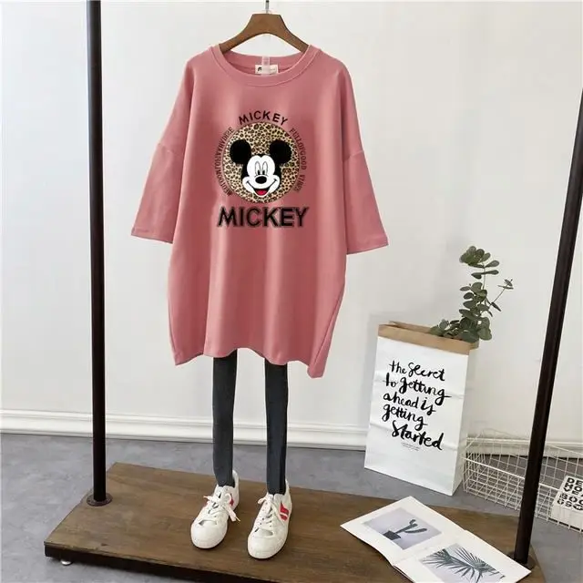 Pregnant Women T-Shirt White Cotton Mid Length Loose Fit - Image 18