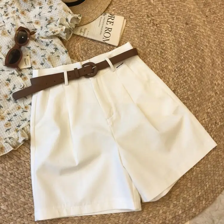 Women Black Belted Wide Leg Shorts - Image 6