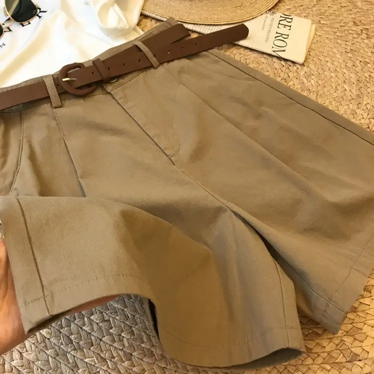 Women Black Belted Wide Leg Shorts - Image 3