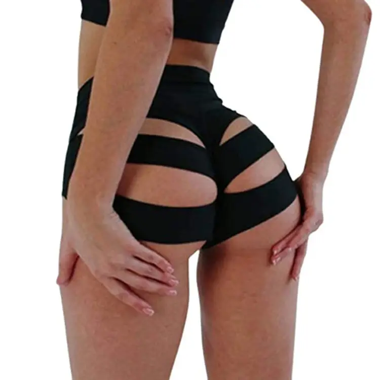 Black Crossbody Shorts with Hollow Design for Women — feature 18