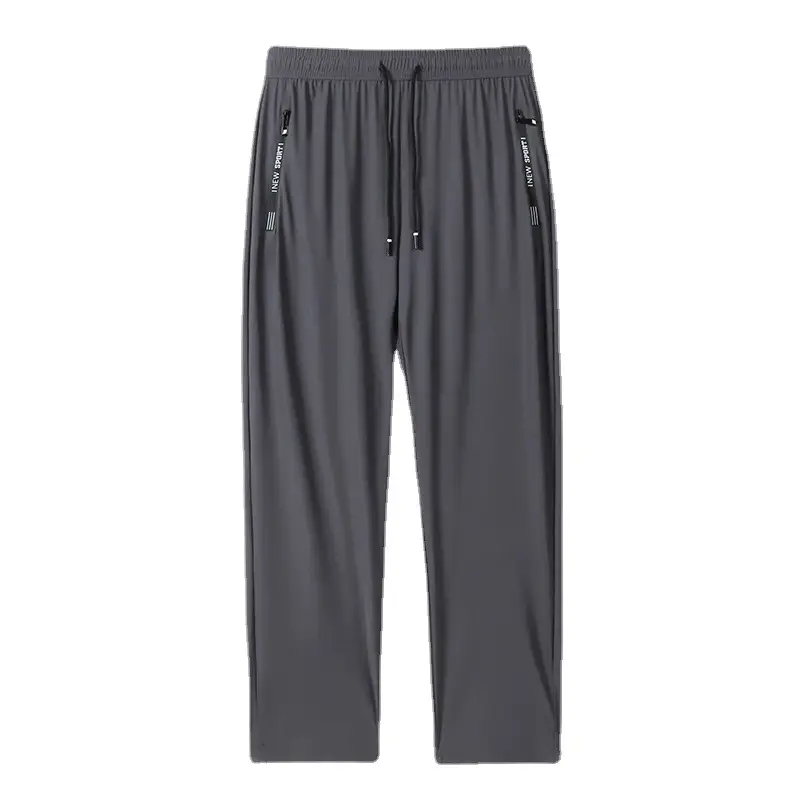 Ice Silk Trousers Summer Korean Style Black Elastic Loose Straight Large - Image 9