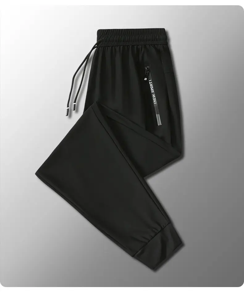 Ice Silk Trousers Summer Korean Style Black Elastic Loose Straight Large — feature 10