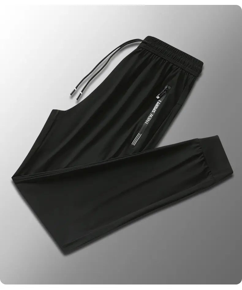 Ice Silk Trousers Summer Korean Style Black Elastic Loose Straight Large — feature 11