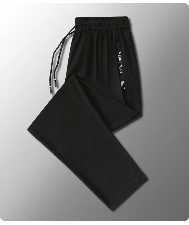 Ice Silk Trousers Summer Korean Style Black Elastic Loose Straight Large — feature 13