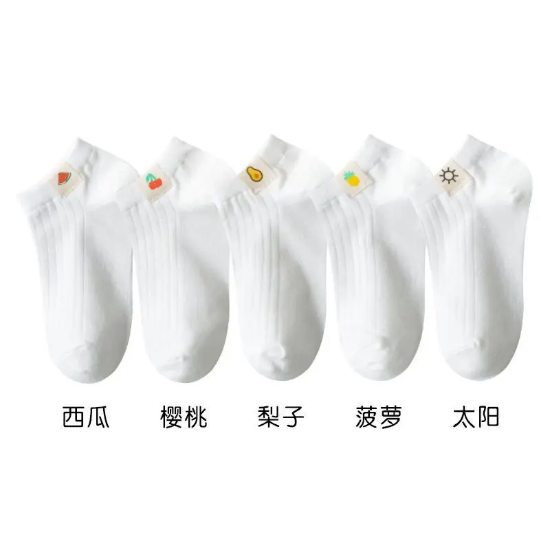 Short socks women's summer bear cloth label white thin boat Socks cute Japanese Joker solid color short socks Zhuji wholesale