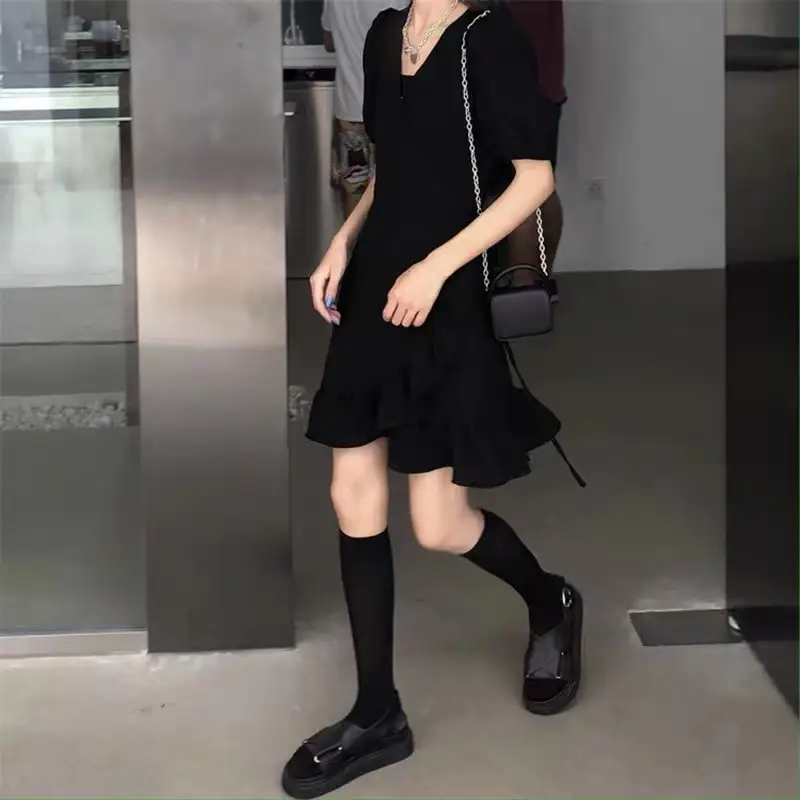 Black Ruffled Skirt 2025 Summer Slimming One Piece - Image 7