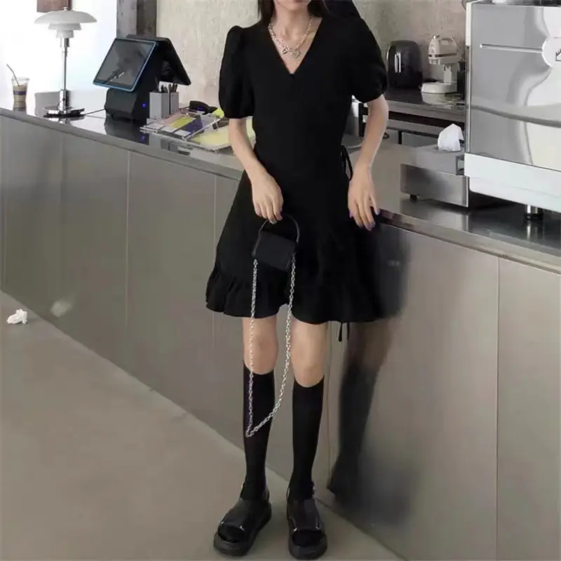 Black Ruffled Skirt 2025 Summer Slimming One Piece - Image 9