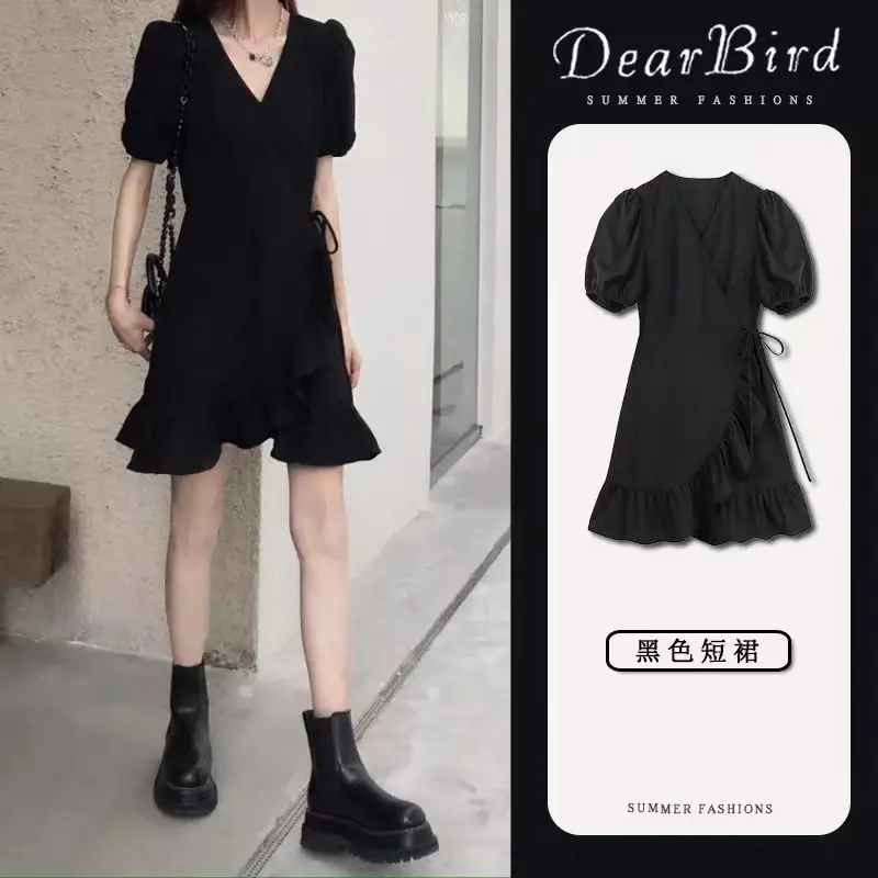 Black Ruffled Skirt 2025 Summer Slimming One Piece — feature 2