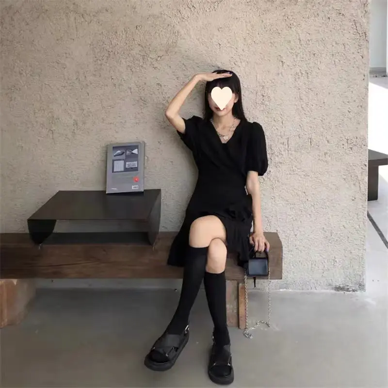 Black Ruffled Skirt 2025 Summer Slimming One Piece — feature 4