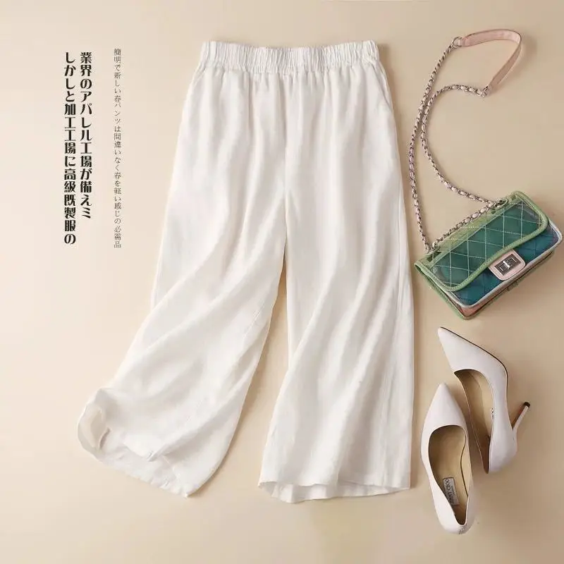 Asian Cotton Wide Leg Pants Black Women Summer - Image 8