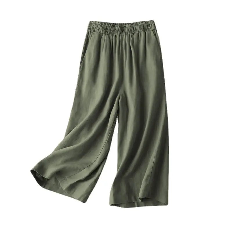 Asian Cotton Wide Leg Pants Black Women Summer - Image 11