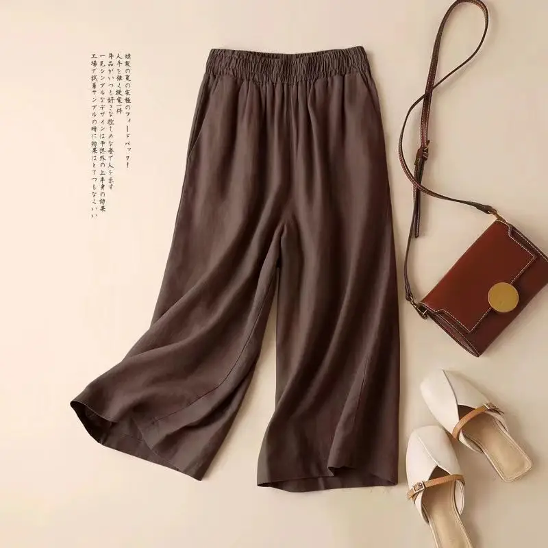 Asian Cotton Wide Leg Pants Black Women Summer — feature 4