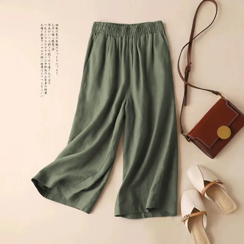 Asian Cotton Wide Leg Pants Black Women Summer — feature 6
