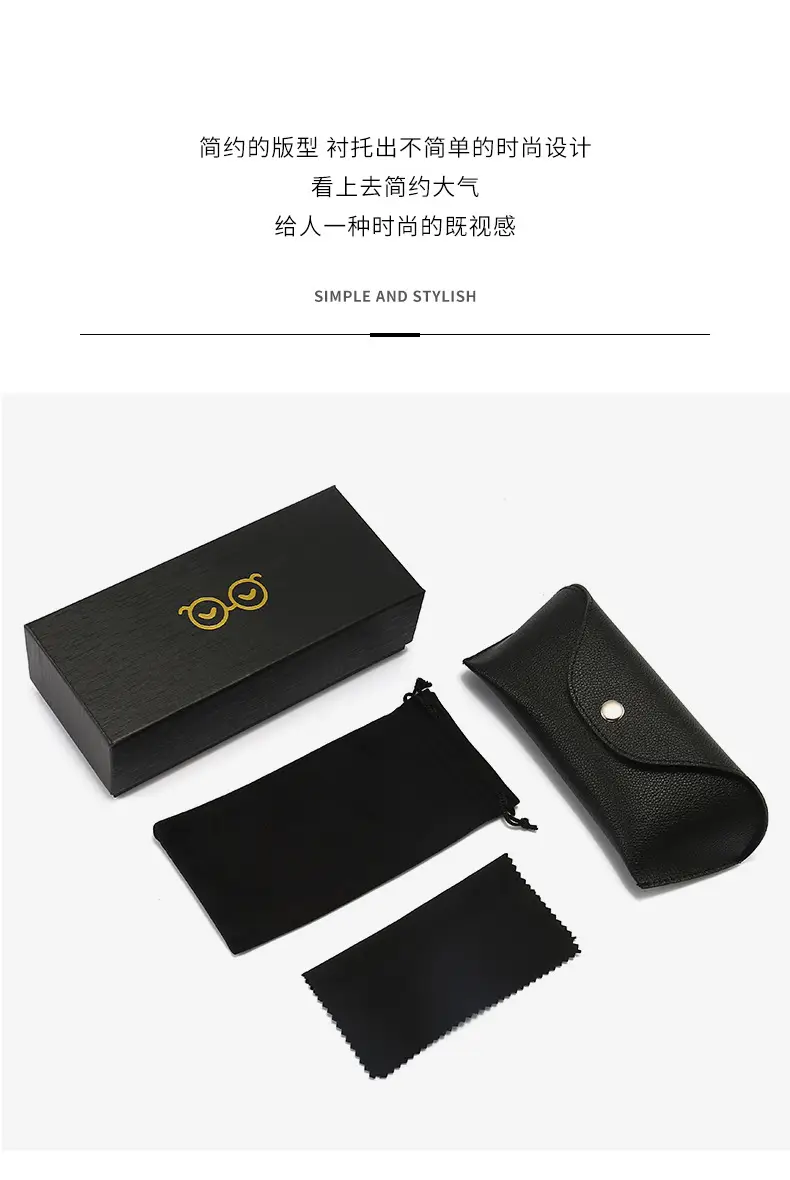 Black Leather Sunglasses Bag with Mirror Closure — feature 2