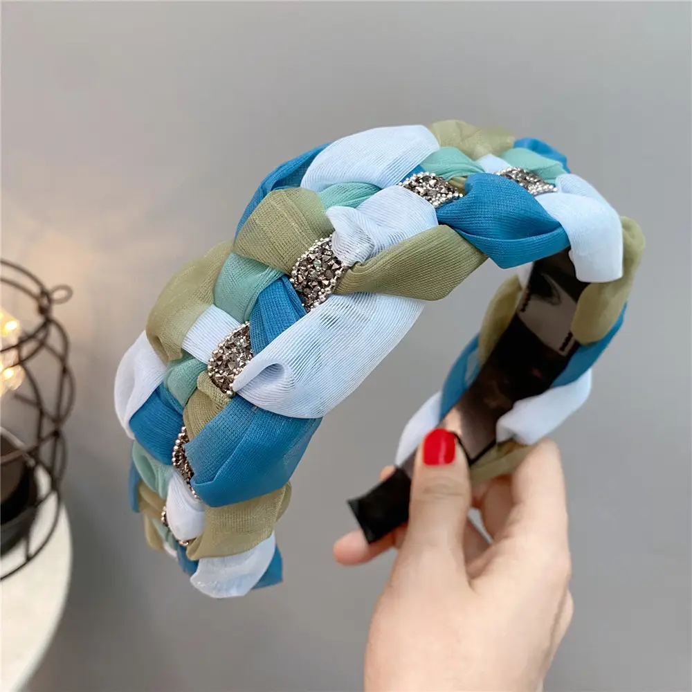 Double Layer Pearl Organza Twist Headband for Women - Image 5