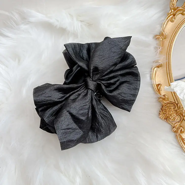 Black Hair Claw Clip Large Versatile Bow - Image 3