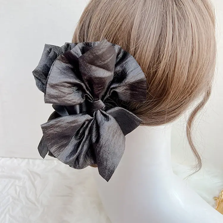 Black Hair Claw Clip Large Versatile Bow - Image 4