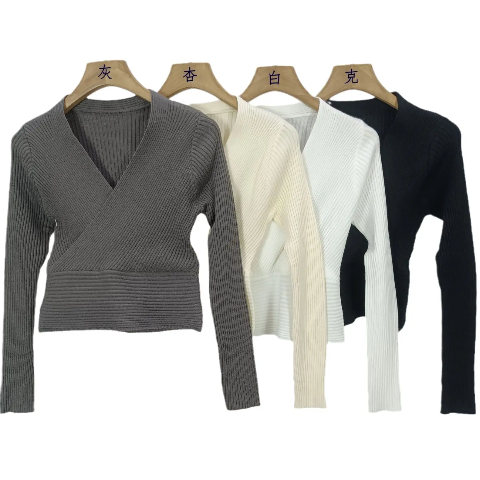 Women's V-Neck Knit Sweater Low Cut Slimming Top - Image 5