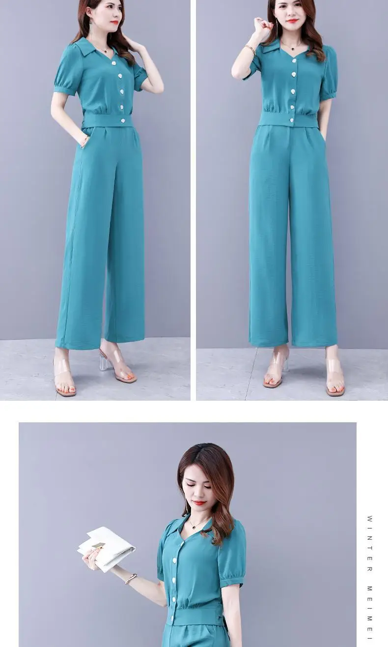 Women's Purple Button Front Two-Piece Set — feature 12