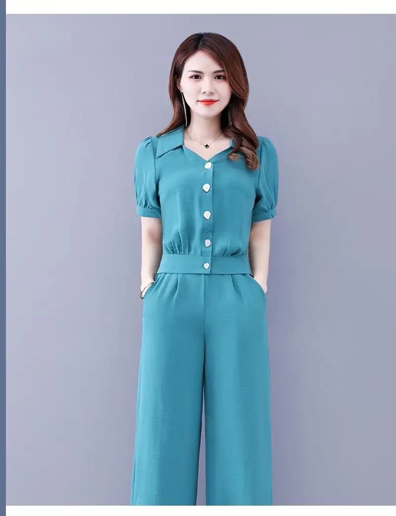 Women's Purple Button Front Two-Piece Set — feature 14
