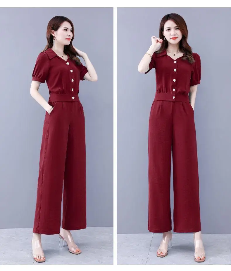 Women's Purple Button Front Two-Piece Set — feature 24