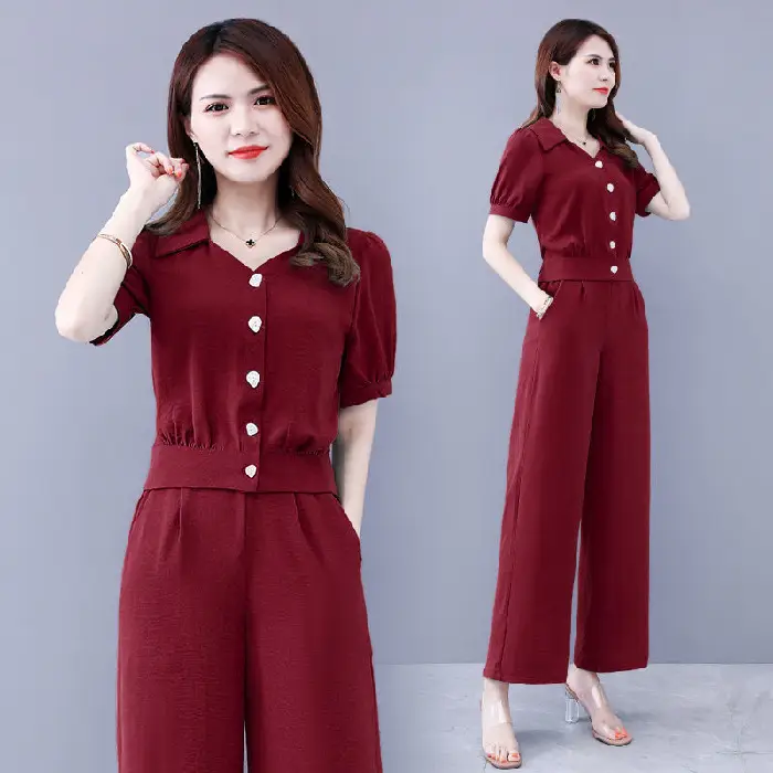 Women's Purple Button Front Two-Piece Set - Image 4
