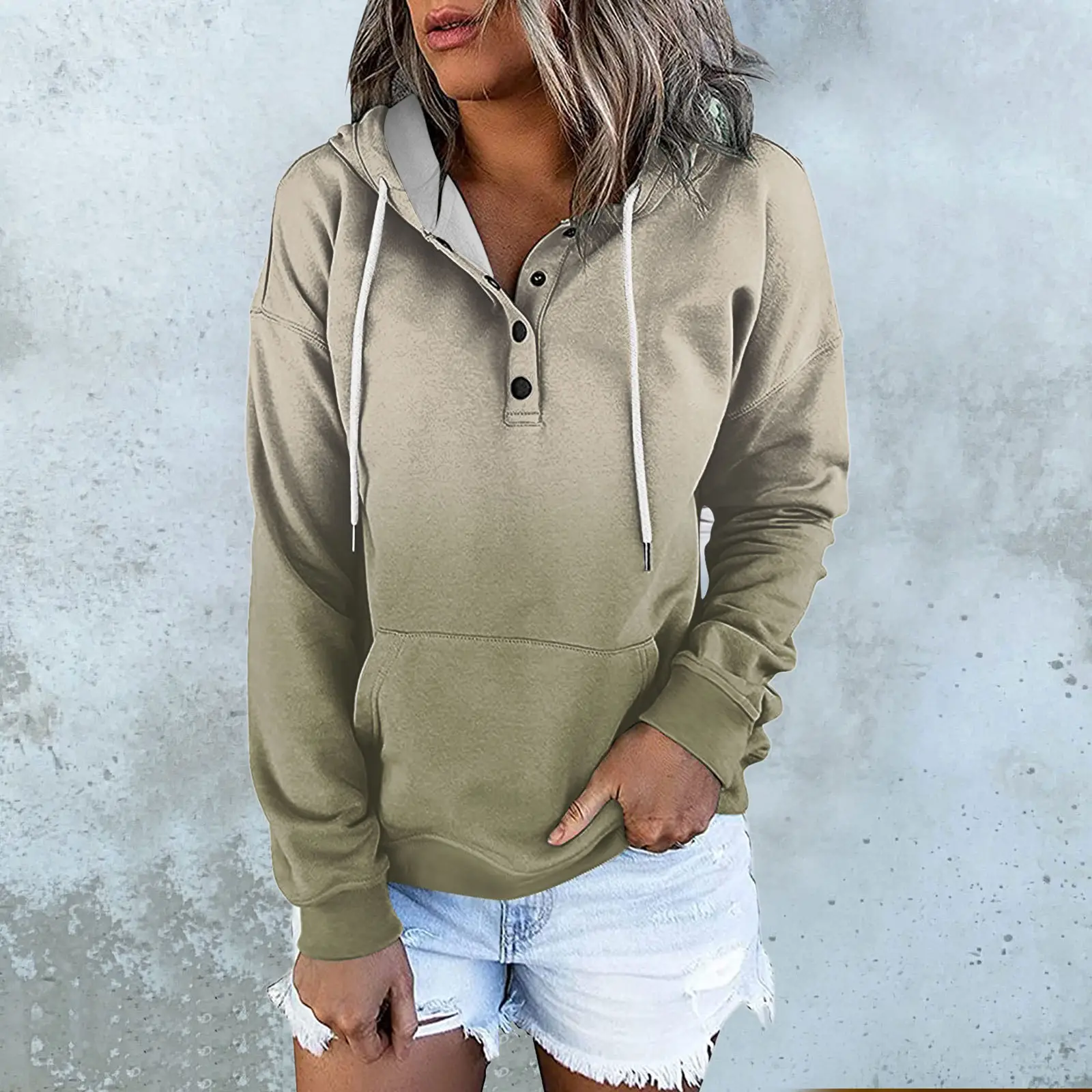 Women's Black Floral Hooded V-Neck Vest with Drawstring Pocket - Image 3