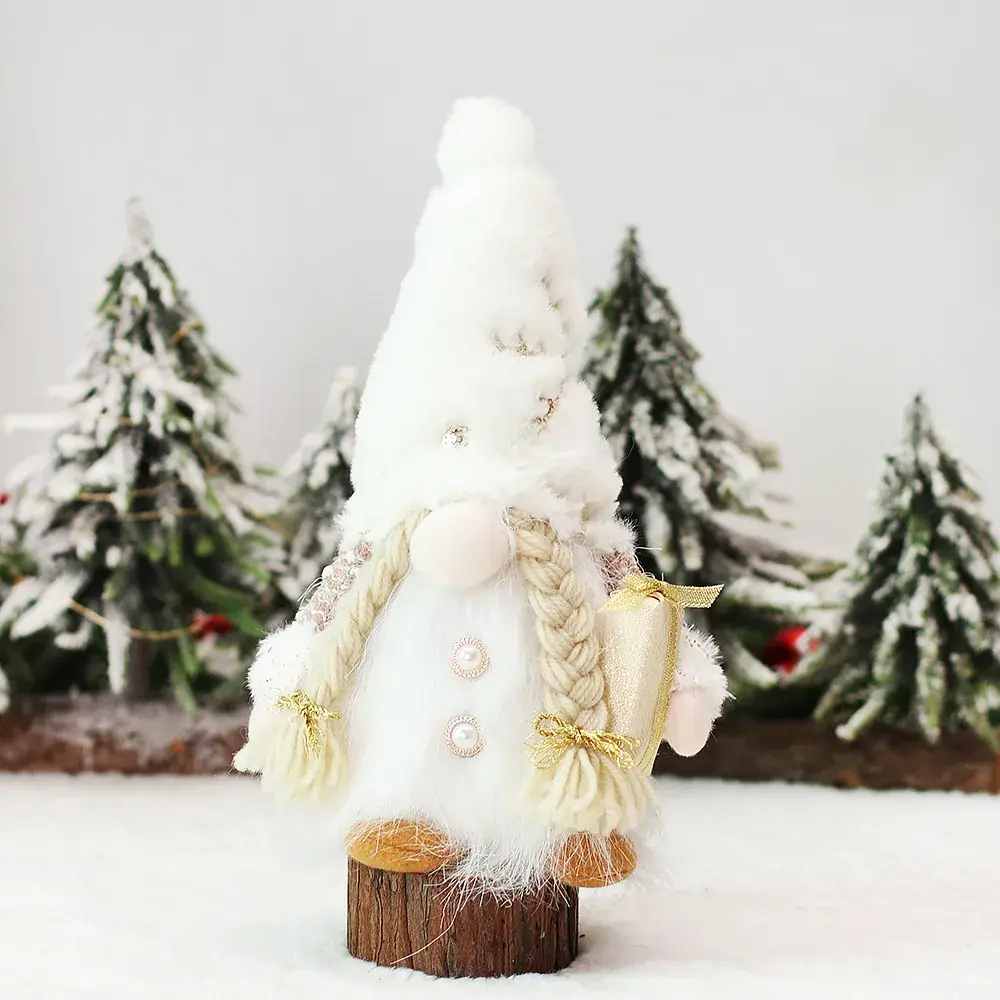 Nordic Couple Rudolph Dolls with Crutch Plush Ornament Set
