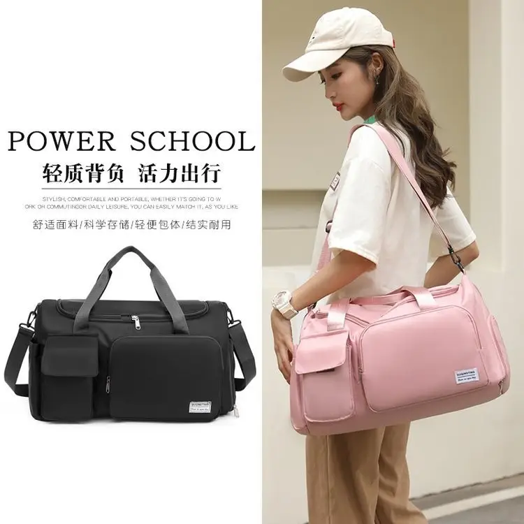 Women's Pink Travel Bag with Luggage Strap & Phone Pocket