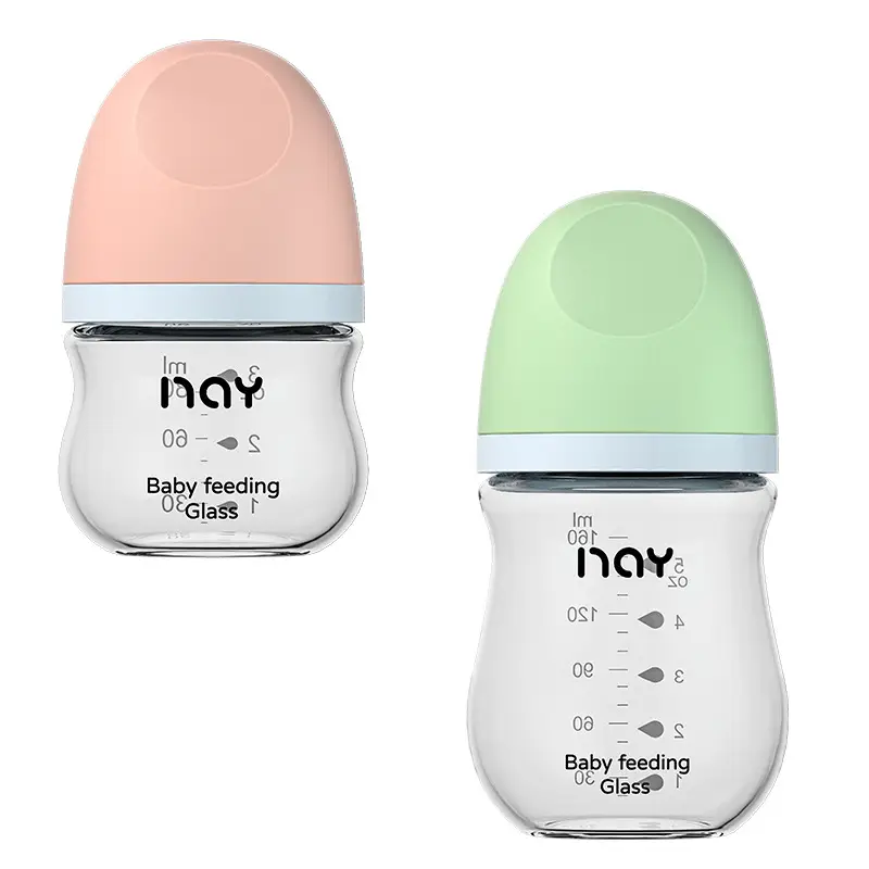 Noon Glass Bottle Newborn Baby Wide Diameter Anti-Flatulence Anti-Choking Newborn Baby Bottle Manufacturer Ready Stock