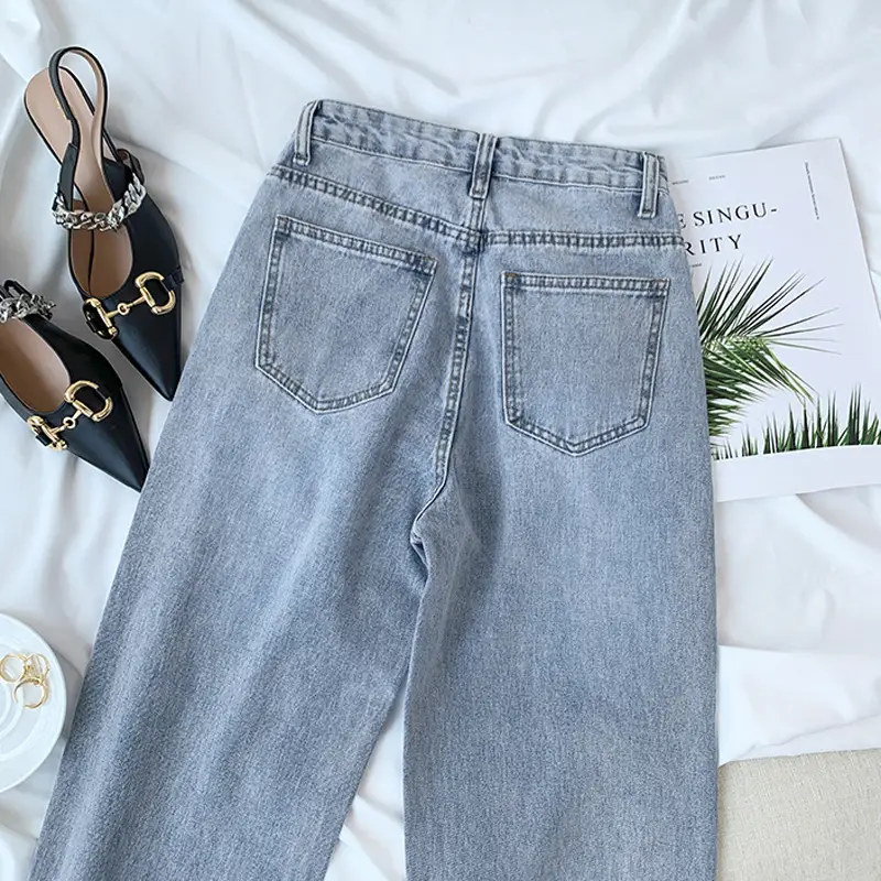 Women's Light Blue Wide Leg Jeans Summer 2022 - Image 7