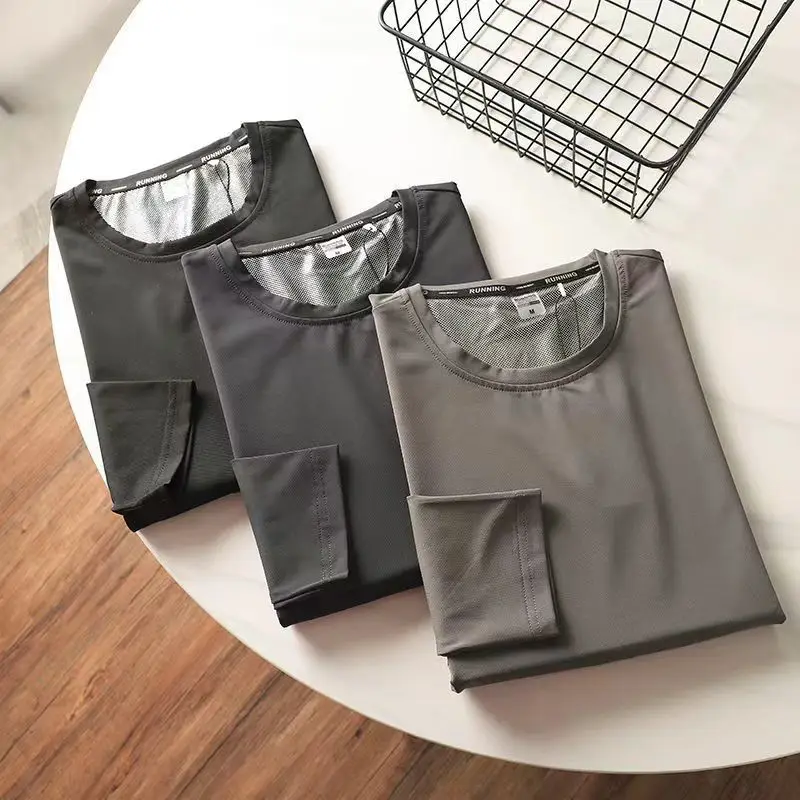 2025 Long Sleeve T-Shirt Silver Ion Coating Loose Men's Top