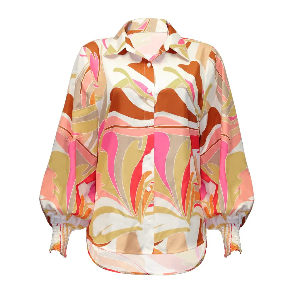 Women Printed Lantern Sleeve Cardigan Multi Color — feature 15