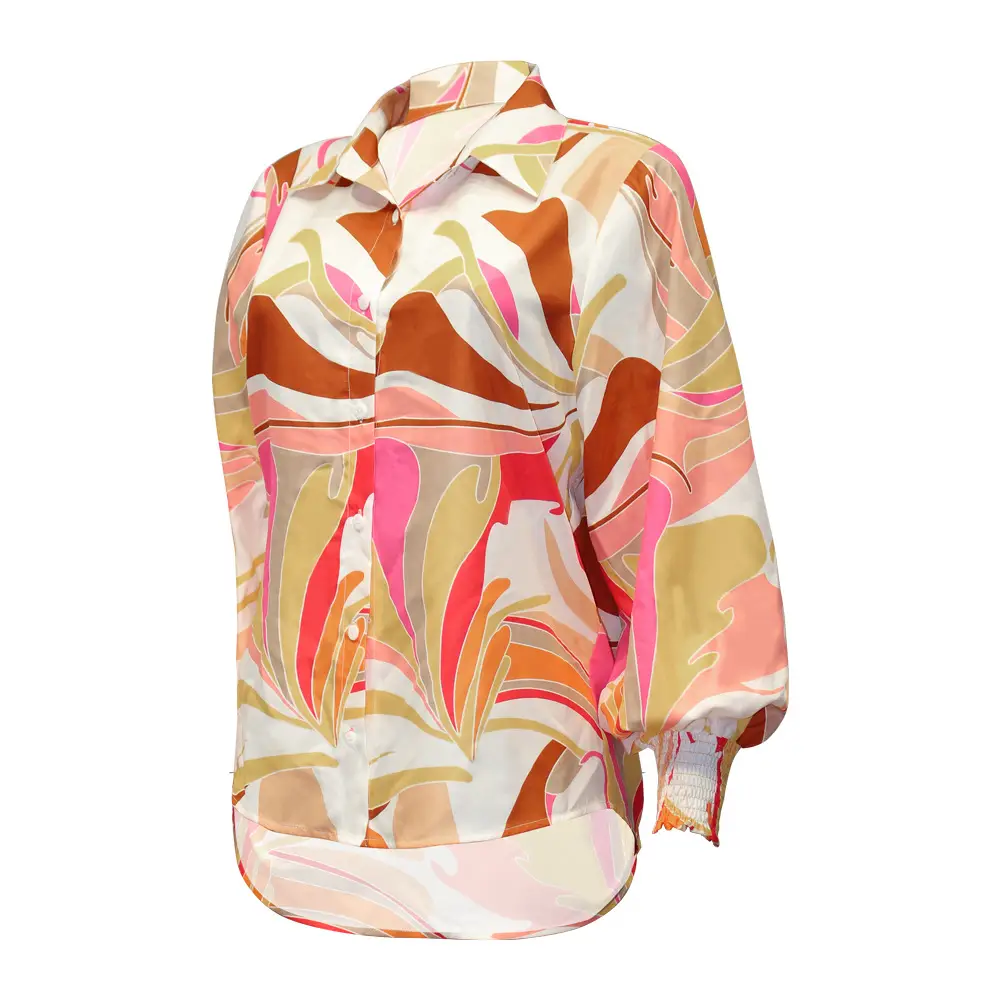 Women Printed Lantern Sleeve Cardigan Multi Color — feature 16