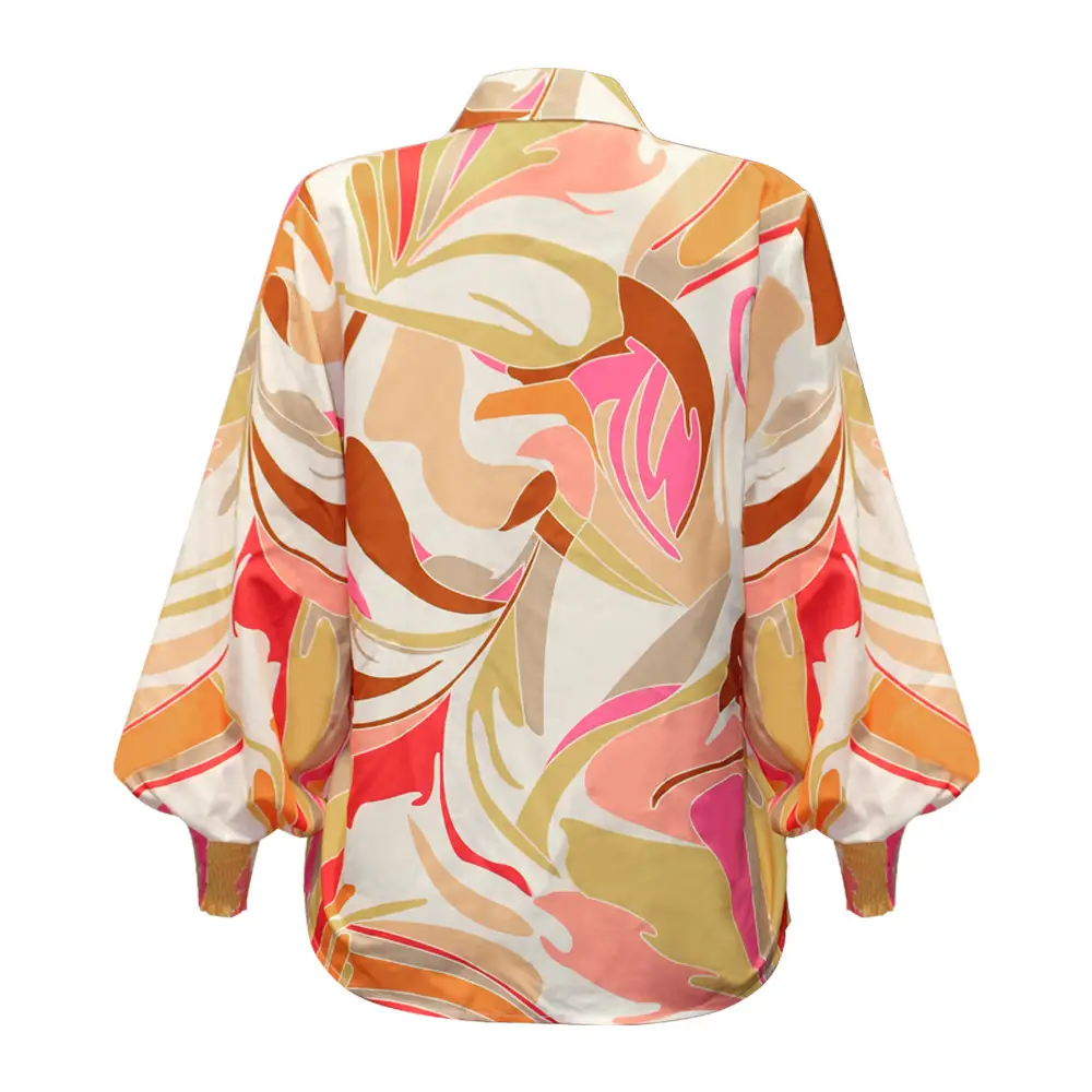 Women Printed Lantern Sleeve Cardigan Multi Color — feature 17