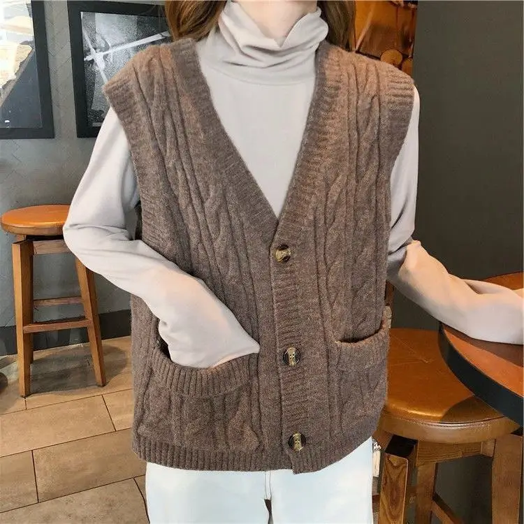 Women's Blue Wool Sleeveless Vest Large Winter Wear