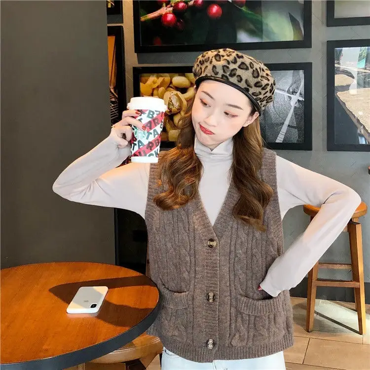 Women's Blue Wool Sleeveless Vest Large Winter Wear — feature 18