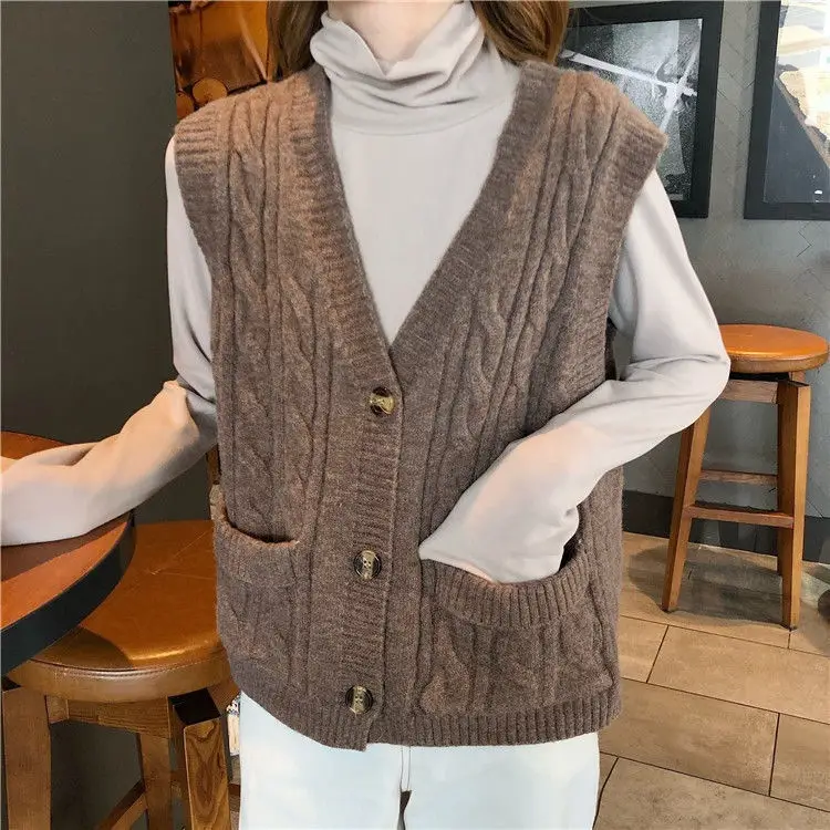 Women's Blue Wool Sleeveless Vest Large Winter Wear