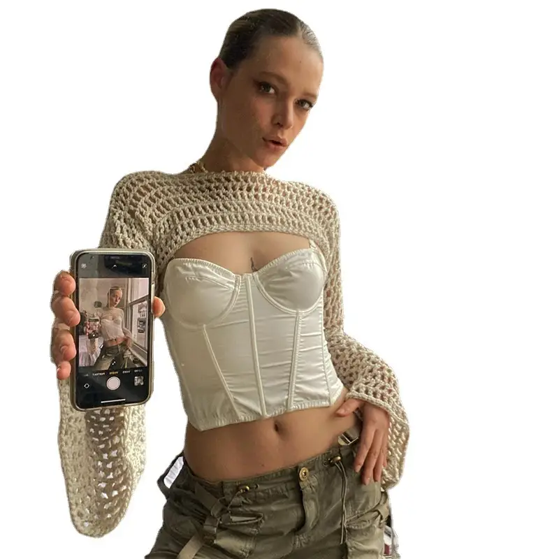 European American Wool Crochet Bell Sleeve Top - Image 7