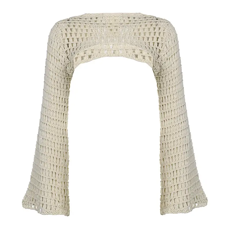 European American Wool Crochet Bell Sleeve Top - Image 2